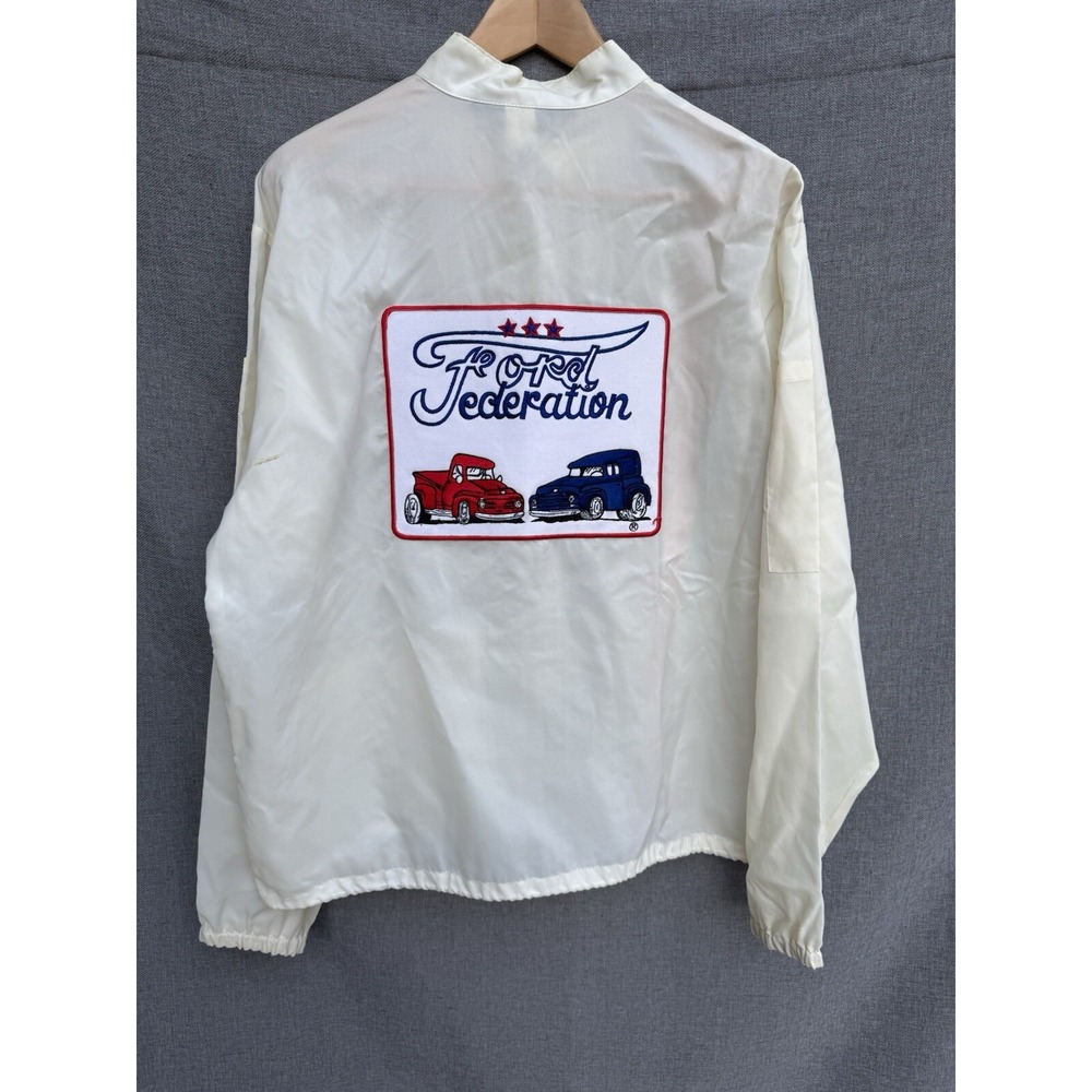 Vtg Ford Federation Zip Jacket Sz L‎ USA Windbreaker Classic Truck Stripe
